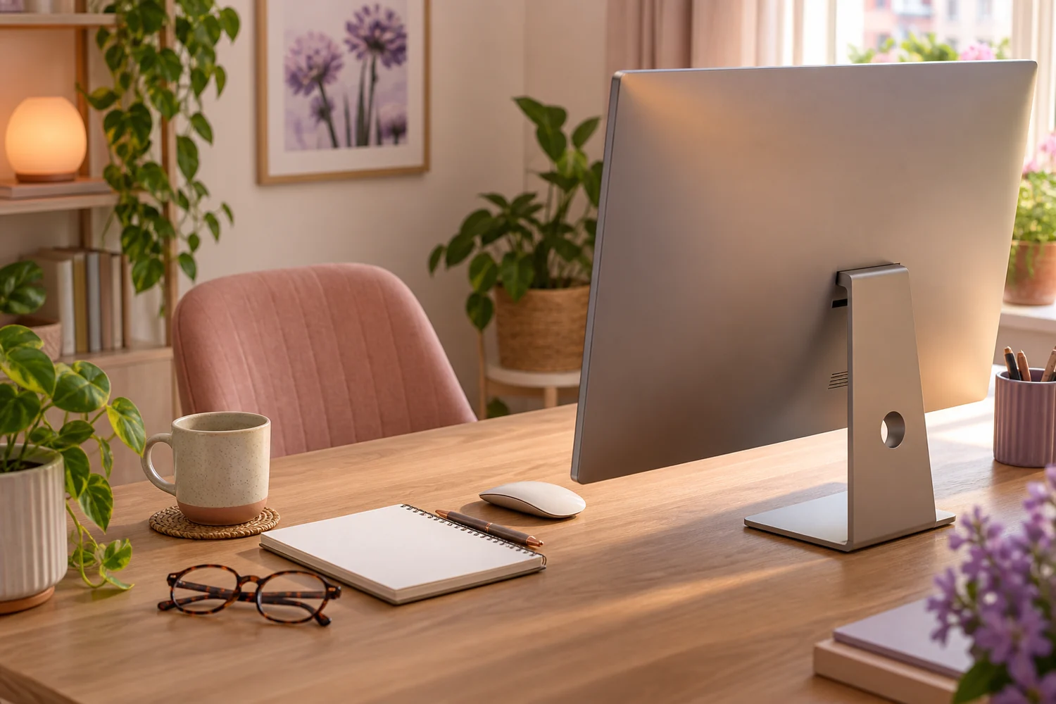 Espacio tranquilo con una computadora sin marca